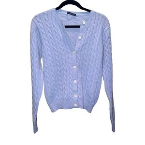 Brandy Melville Blue Cable Knit Cardigan Wool Blend Button Front Italy